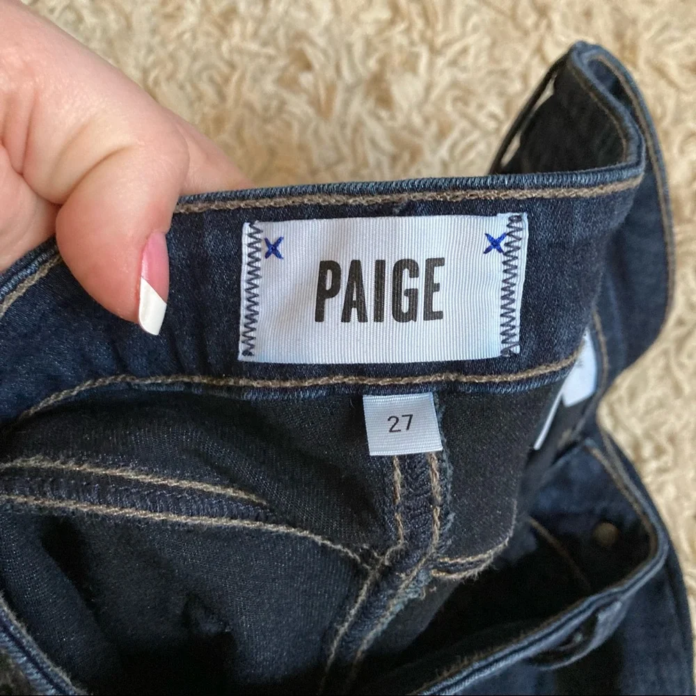 PAIGE Skyline Skinny Mona Dark Wash Mid Rise Blue Jeans Size 27 in EUC_8